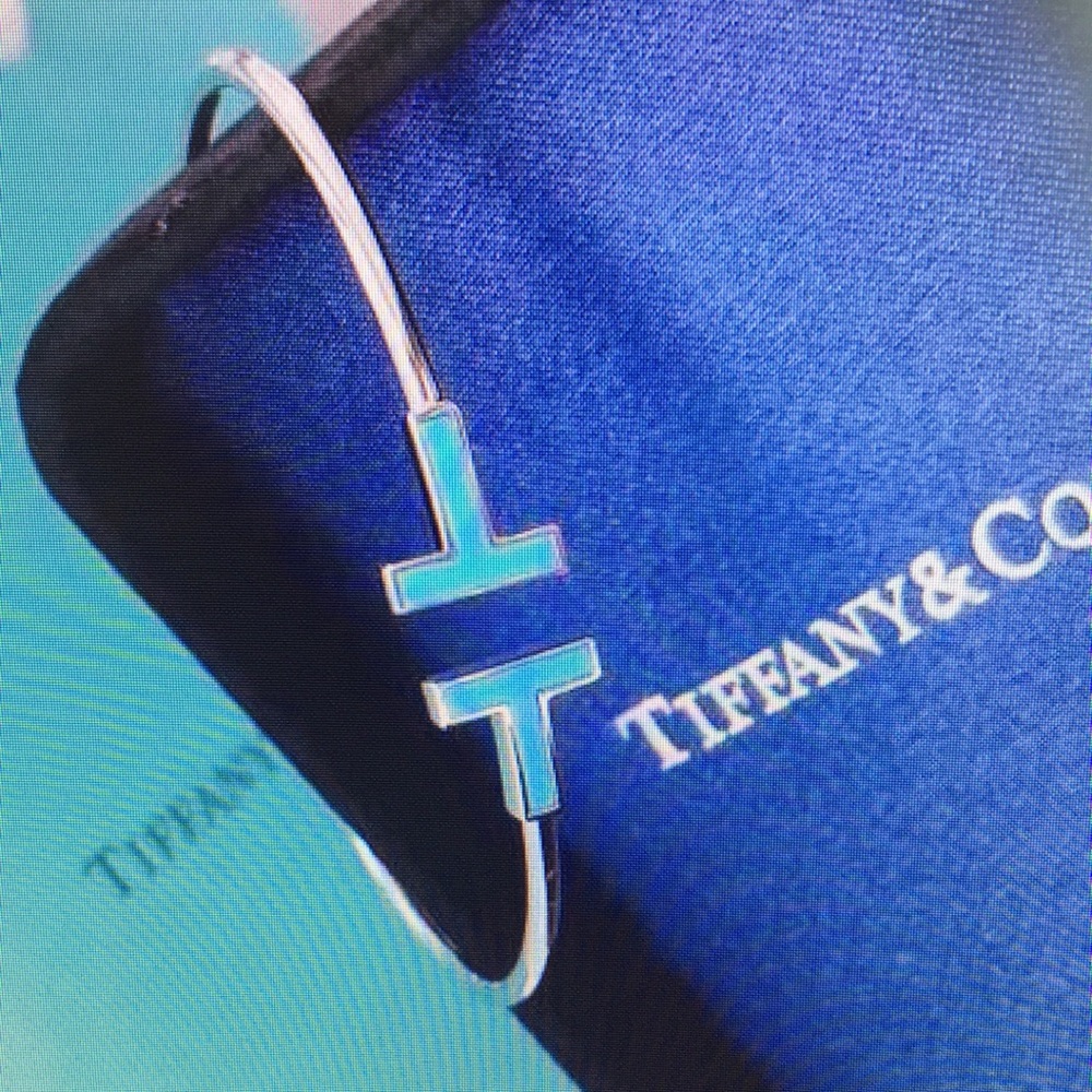 Tiffany & Co Silver and Blue T Wire Bracelet